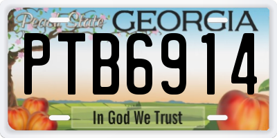 GA license plate PTB6914
