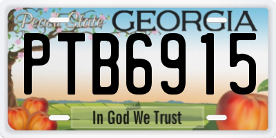 GA license plate PTB6915