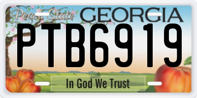 GA license plate PTB6919