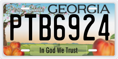 GA license plate PTB6924