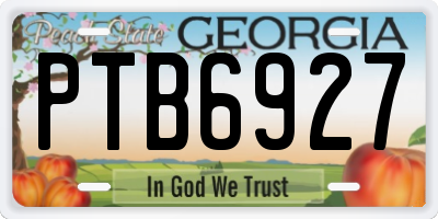 GA license plate PTB6927