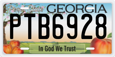 GA license plate PTB6928