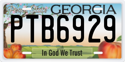GA license plate PTB6929