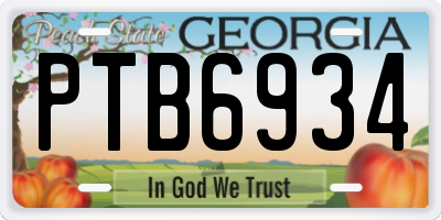 GA license plate PTB6934