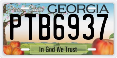 GA license plate PTB6937