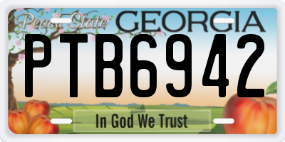 GA license plate PTB6942