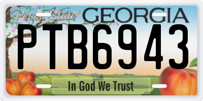 GA license plate PTB6943