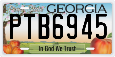 GA license plate PTB6945