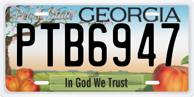 GA license plate PTB6947