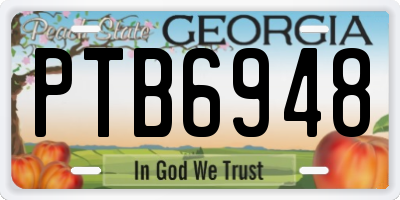 GA license plate PTB6948