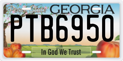 GA license plate PTB6950