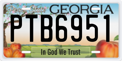 GA license plate PTB6951