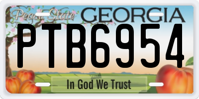 GA license plate PTB6954