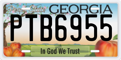 GA license plate PTB6955