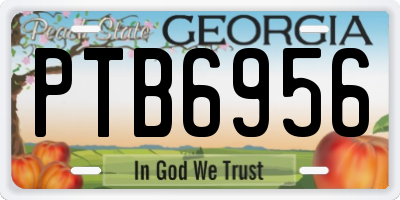 GA license plate PTB6956