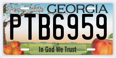GA license plate PTB6959