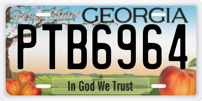 GA license plate PTB6964
