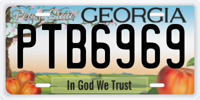 GA license plate PTB6969