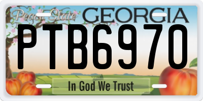 GA license plate PTB6970