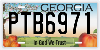GA license plate PTB6971