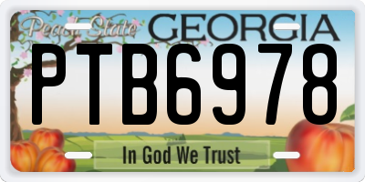 GA license plate PTB6978