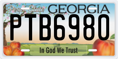 GA license plate PTB6980
