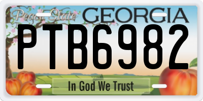 GA license plate PTB6982