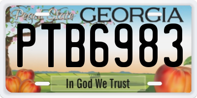 GA license plate PTB6983