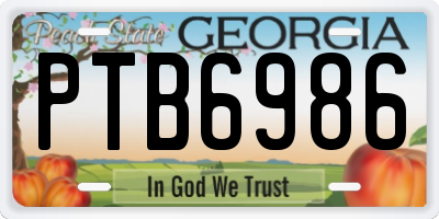 GA license plate PTB6986