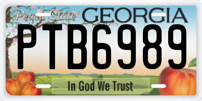 GA license plate PTB6989