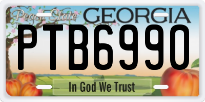GA license plate PTB6990