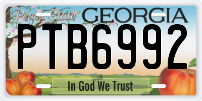 GA license plate PTB6992