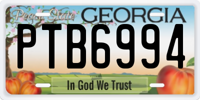 GA license plate PTB6994