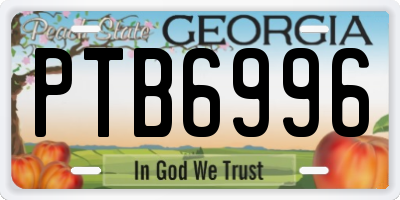 GA license plate PTB6996
