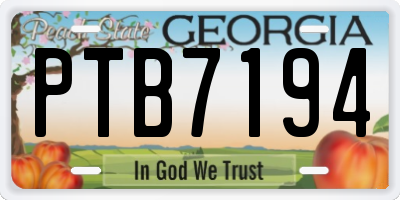 GA license plate PTB7194