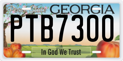 GA license plate PTB7300
