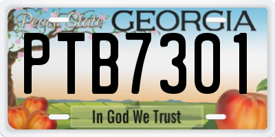 GA license plate PTB7301