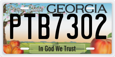 GA license plate PTB7302