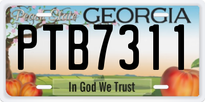 GA license plate PTB7311