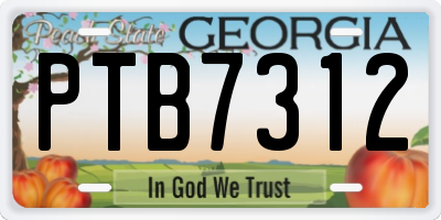 GA license plate PTB7312