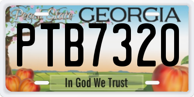 GA license plate PTB7320