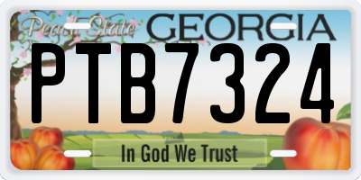 GA license plate PTB7324