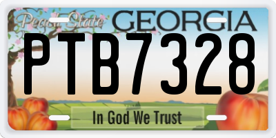GA license plate PTB7328