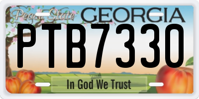 GA license plate PTB7330