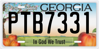 GA license plate PTB7331