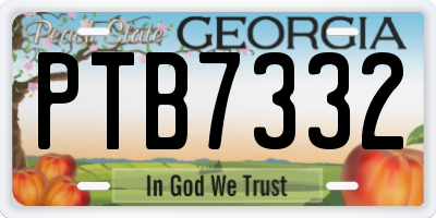 GA license plate PTB7332
