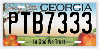 GA license plate PTB7333
