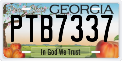 GA license plate PTB7337