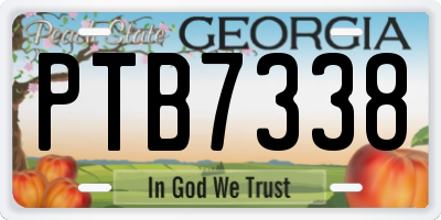 GA license plate PTB7338