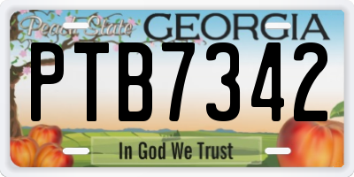 GA license plate PTB7342